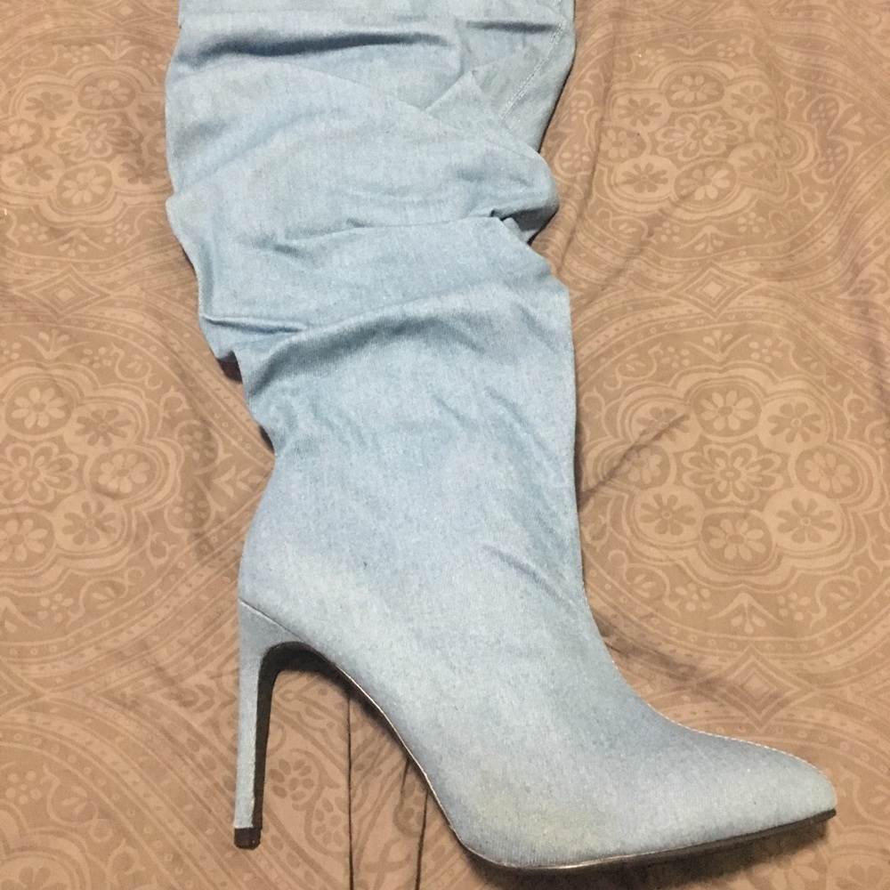 Knee high jean boot NWOT